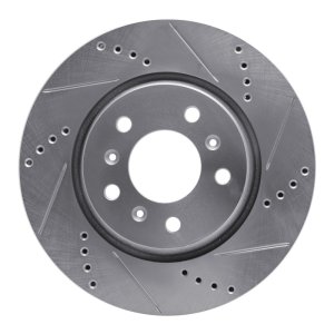 Buick Terraza Brake Rotor (1) - Front Right - R1 Concepts - Drilled & Slotted - Silver - `04-`09